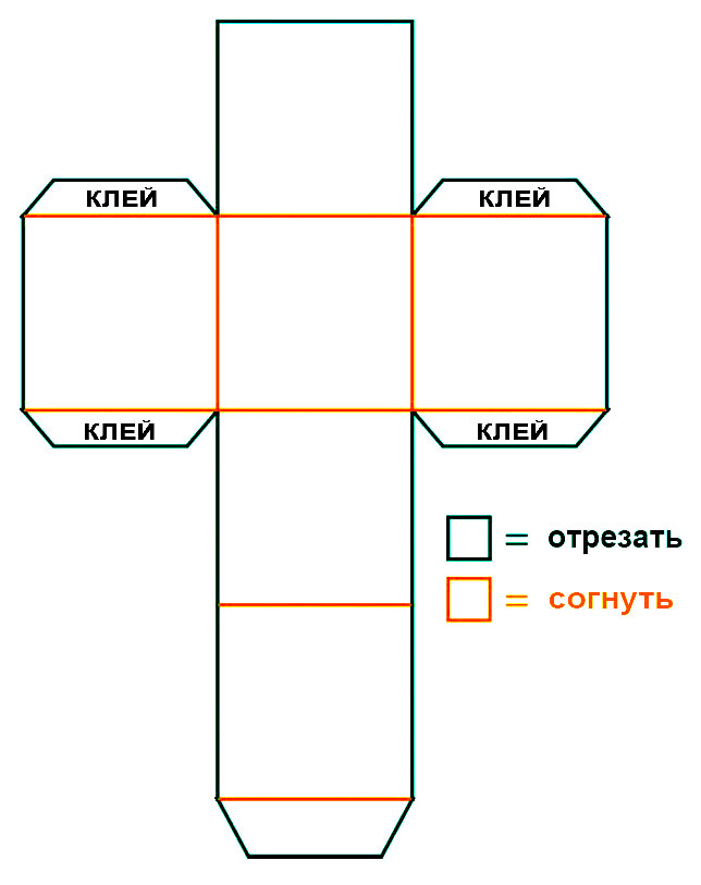 Схема квадратной коробки для подарков