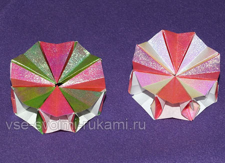 Елочная игрушка из бумаги оригами